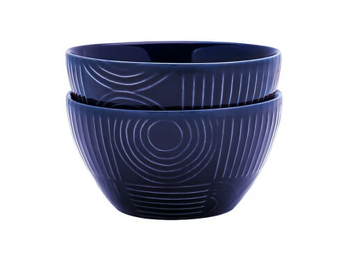 Arc Round Bowl Set of 2 12cm Indigo Blue Gift Boxed 1 Arc Round Bowl Set of 2 12cm Indigo Blue Gift Boxed