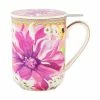 Teas & C's Dahlia Daze Lidded Mug With Infuser 340ML Pink Gift Boxed