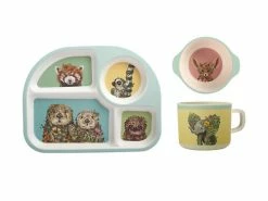 Marini Ferlazzo Wild Planet Children's Bamboo 3pc Dinner Set Gift Boxed